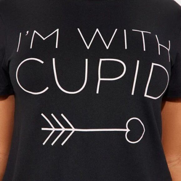 Fashion Nova I'm with Cupid Pajama Shorts Set Black/combo Size Small NWT - Picture 3 of 5